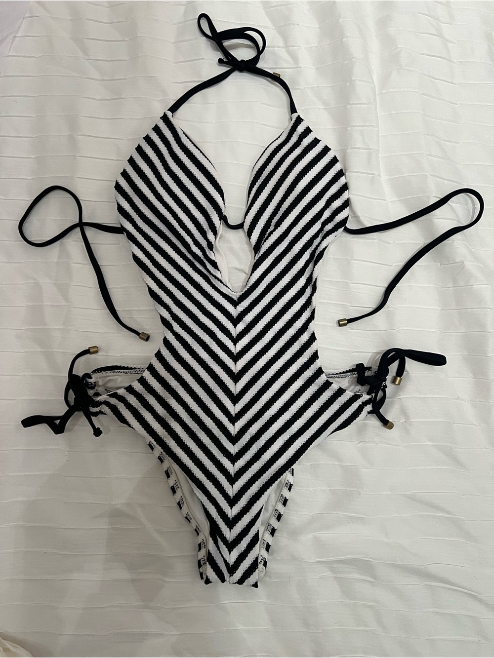VITAMIN A SWIM Black & White Striped One-Piece Swimsuit
